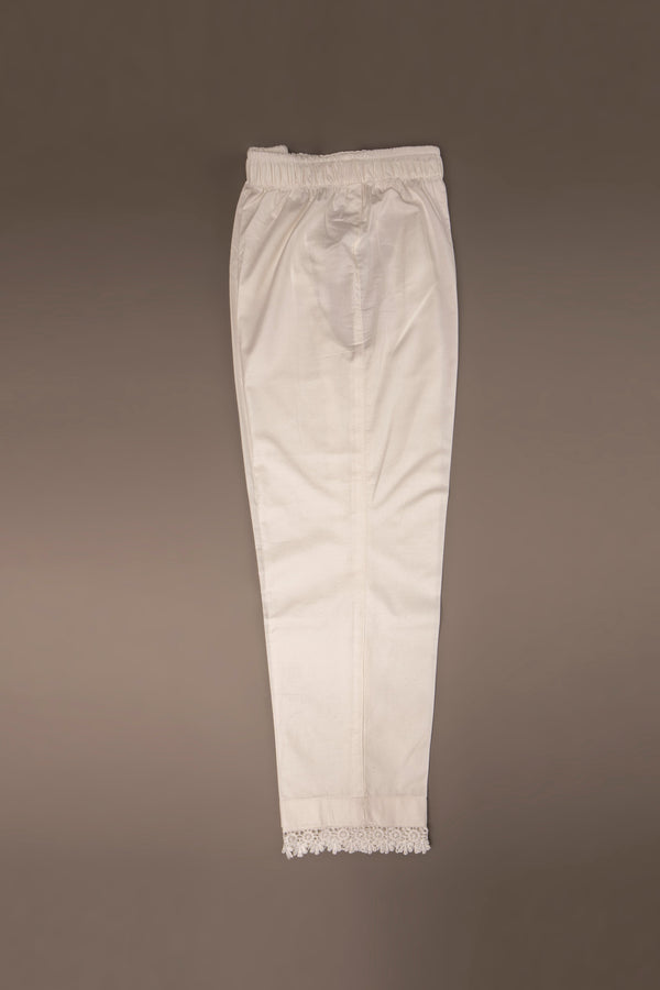 White Lace Straight Trousers