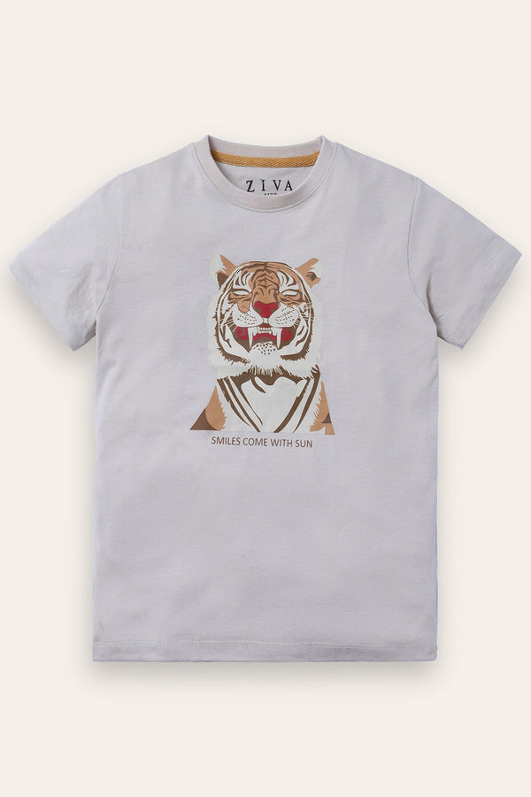 Tiger Print Beige T-shirt
