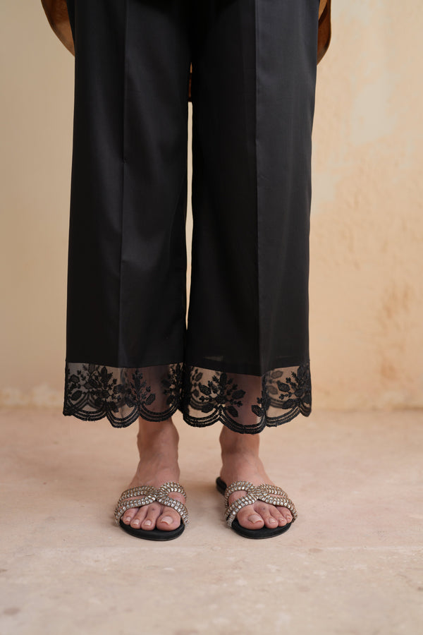 Black Flower Trouser