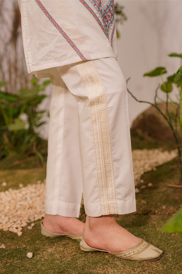 Side Embroidered Cotton Trouser