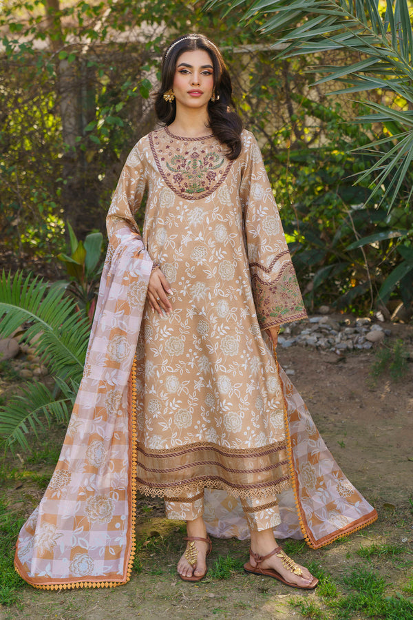 Karine - 3 Piece Embroidered & Printed Lawn